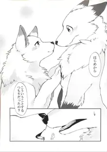 犬の腹を揉む狐, 日本語