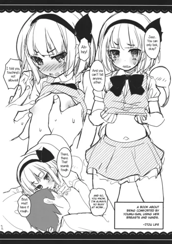 Youmu-san ni Oppai to Tekoki de Nagusamete Morau Hon, English