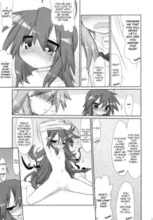 Ijiwaru Kagami. Ijirare Konata. | Meanie Kagami. Teased Konata., English