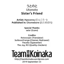 Utonoto | Sister's Friend, English