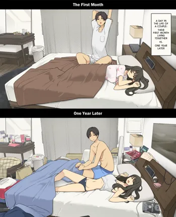 Dousei Seikatsu Ikkagetsume to Ichinen Ato, Asaokite kara Shuushin made no Hikaku | A Day in the Life of a Couple: Their First Month Living Together vs. One Year Later, English