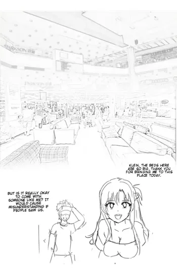 Asuna and Klein buying new bed., English