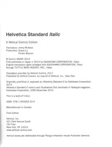 Helvetica Standard Italic, English