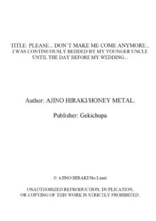 Onegai… Mou, Ikasenaide… Shiki no Zenjitsu made Toshishita no Oji ni Dakare Tsuzuketa Watashi wa… 1-2 | Please… Don't Make Me Come Anymore… I Was Continuously Bedded by My Younger Uncle Until the Day Before My Wedding… 1-2, English