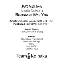 Anata Dakara | Because It's You, English